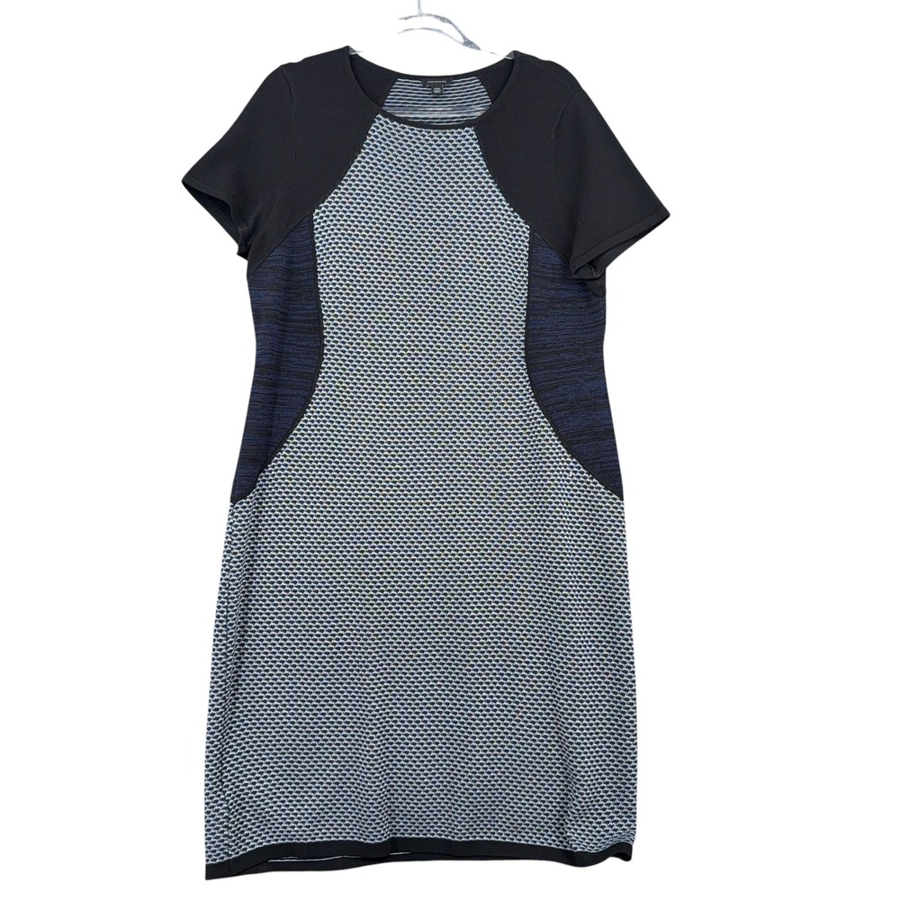 Ann Taylor Sheath Dress Womens XXL Rayon Blend Blue Black White Colorblock